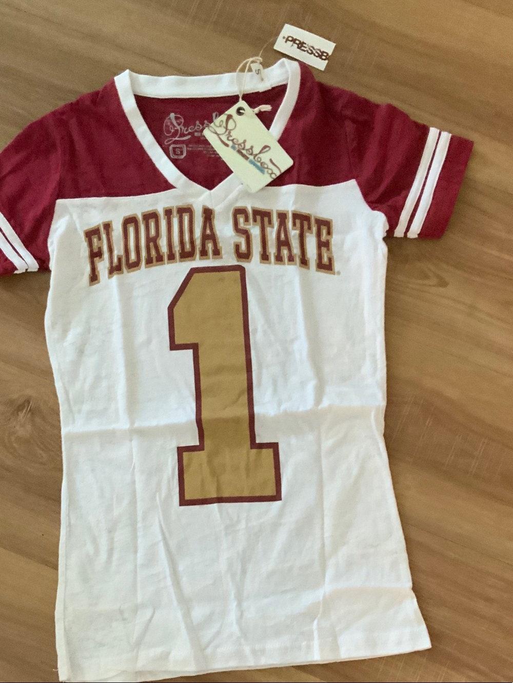 Pressbox White & Garnet Florida State Girls' V‑Neck Jersey Tee